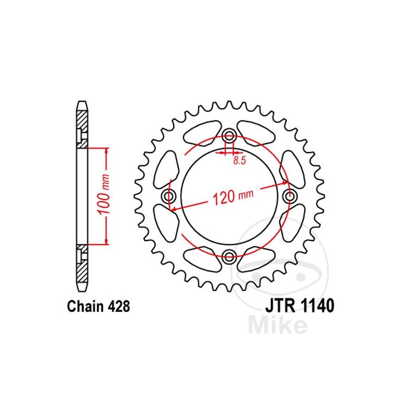 Corona 63D Paso 428 Diá. 100/120 | Recambio Moto | Motos Camaral