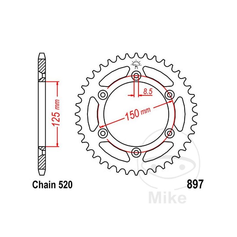 Corona 52 Dientes Paso 520 | Recambio Moto | Motos Camaral