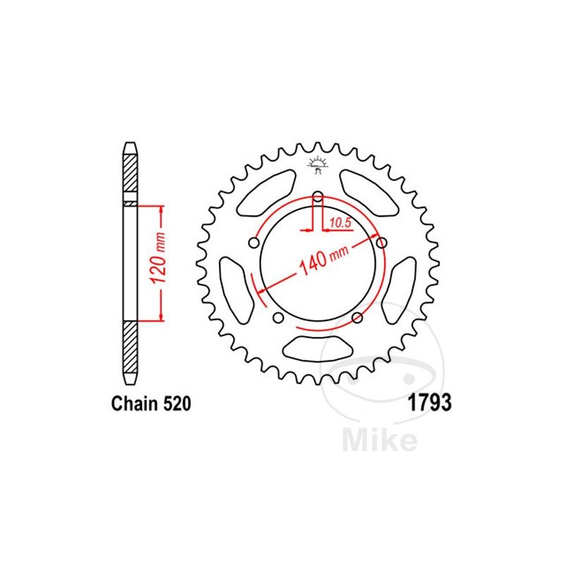Corona 43 Dientes Paso 520 | Motos Camaral