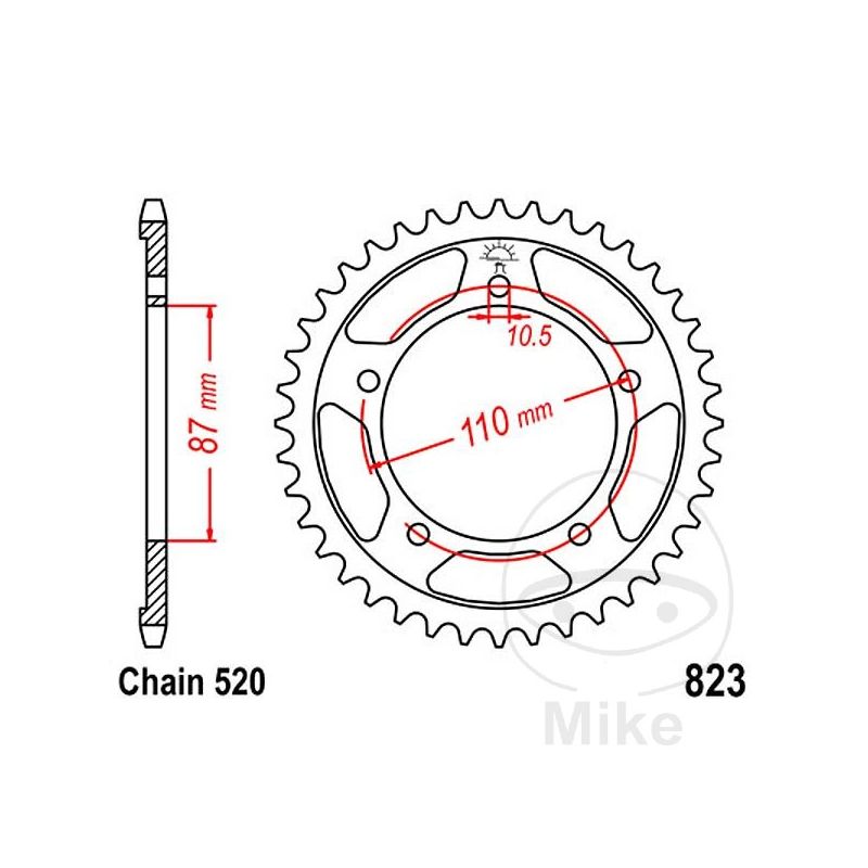 Corona 45D Paso 520 Diá. 87mm | Alternativa | Motos Camaral