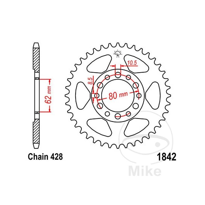 Corona 47 Dientes Paso 428 | Alternativa | Motos Camaral
