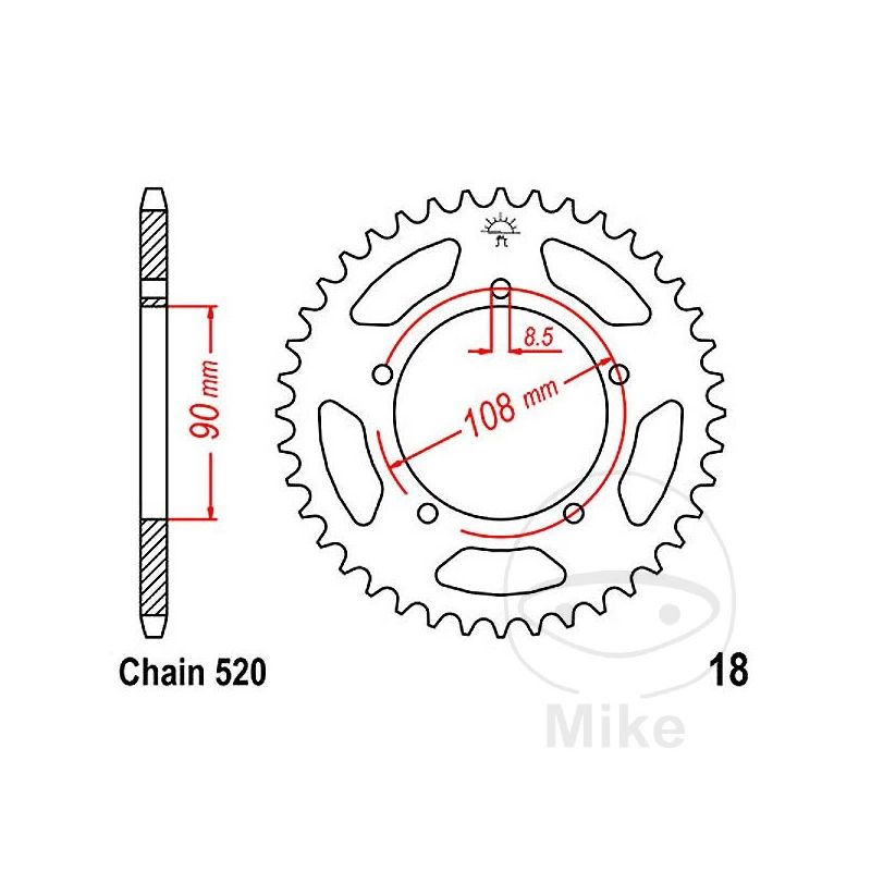 Corona 39 Dientes Paso 520 Diá. 90/108 | Motos Camaral
