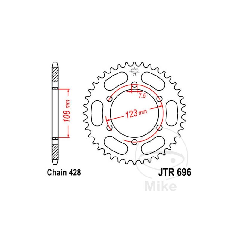 Corona 43 Dientes Paso 428 Ø108/123mm | Motos Camaral