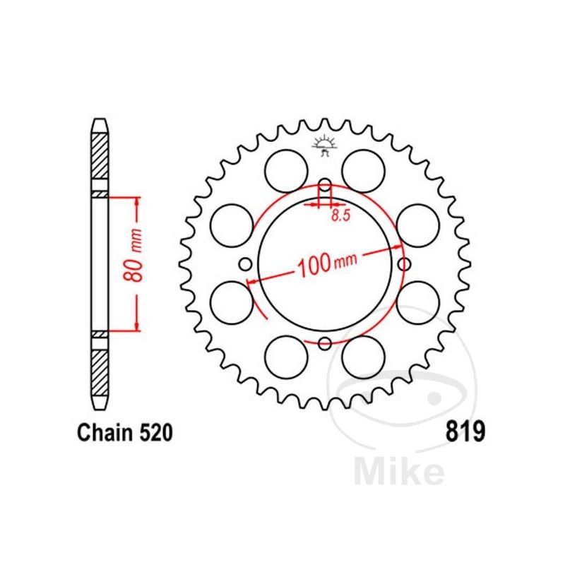 Corona 37 Dientes Paso 520 | Recambio Moto | Motos Camaral
