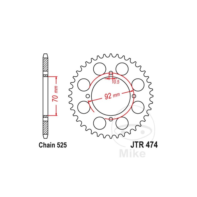 Corona 48 Dientes Paso 525 | Transmisión Moto | Motos Camaral