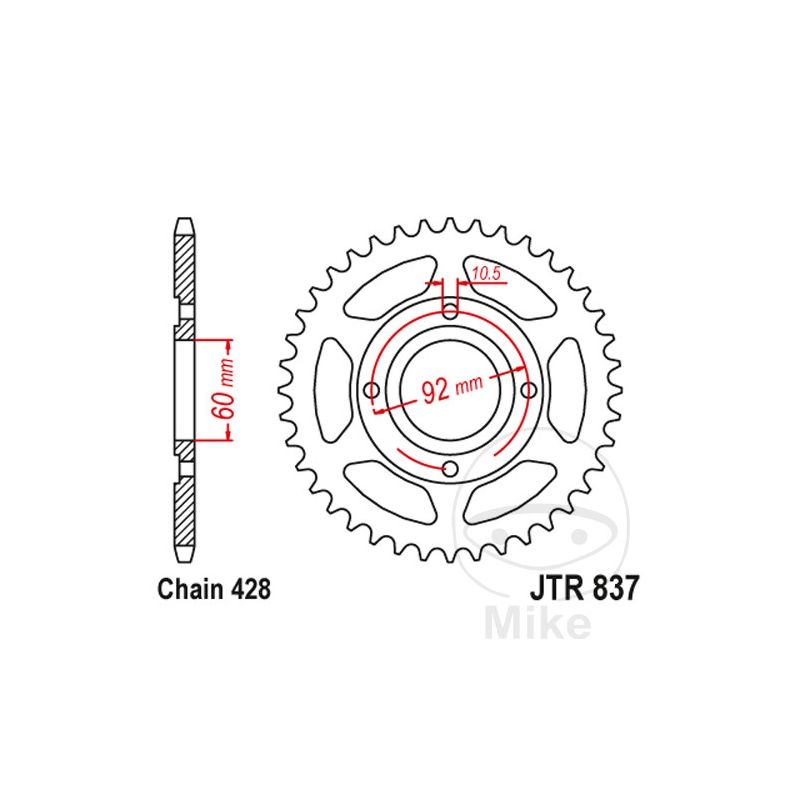 Corona 39 Dientes Paso 428 | Recambio Moto | Motos Camaral