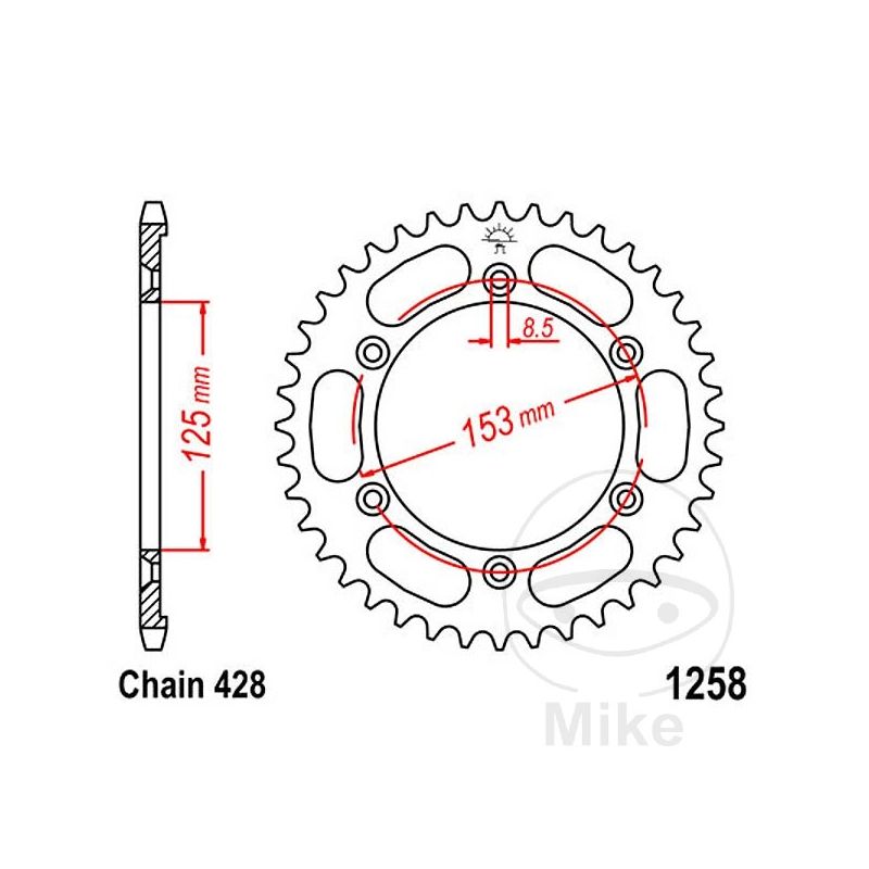 Corona 54 Dientes Paso 428 | Recambio Moto | Motos Camaral