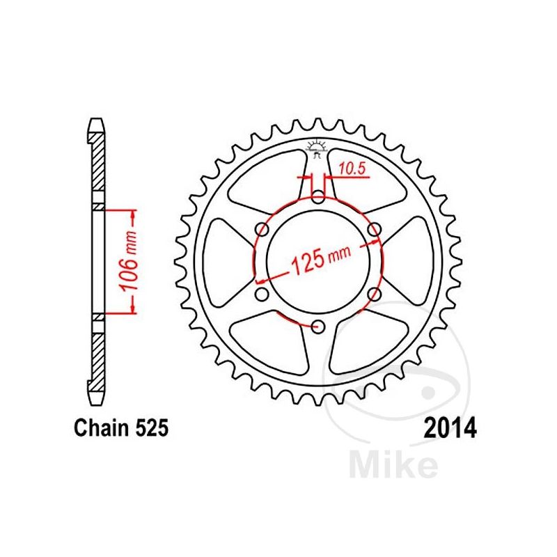 Corona 39 Dientes Paso 525 | Alternativa | Motos Camaral