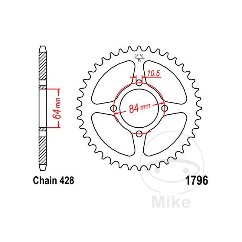 Corona 51 Dientes Paso 428 Ø64/84mm | Motos Camaral
