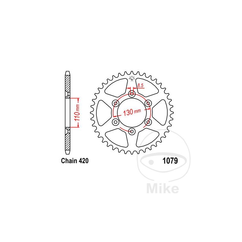 Corona 53 Dientes Paso 420 | Recambio | Motos Camaral