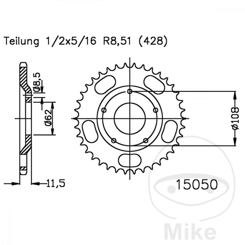 Corona 55D Paso 428 Diá. 62mm | Recambio Moto | Motos Camaral