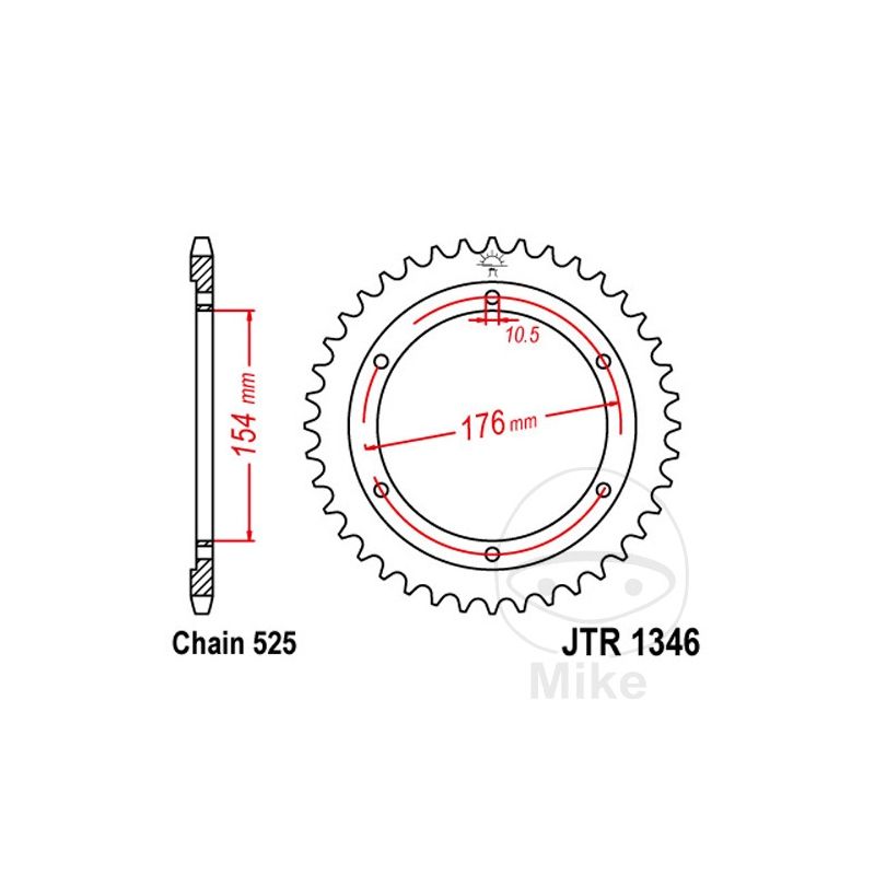 Corona 44 Dientes Paso 525 | Kit Arrastre | Motos Camaral