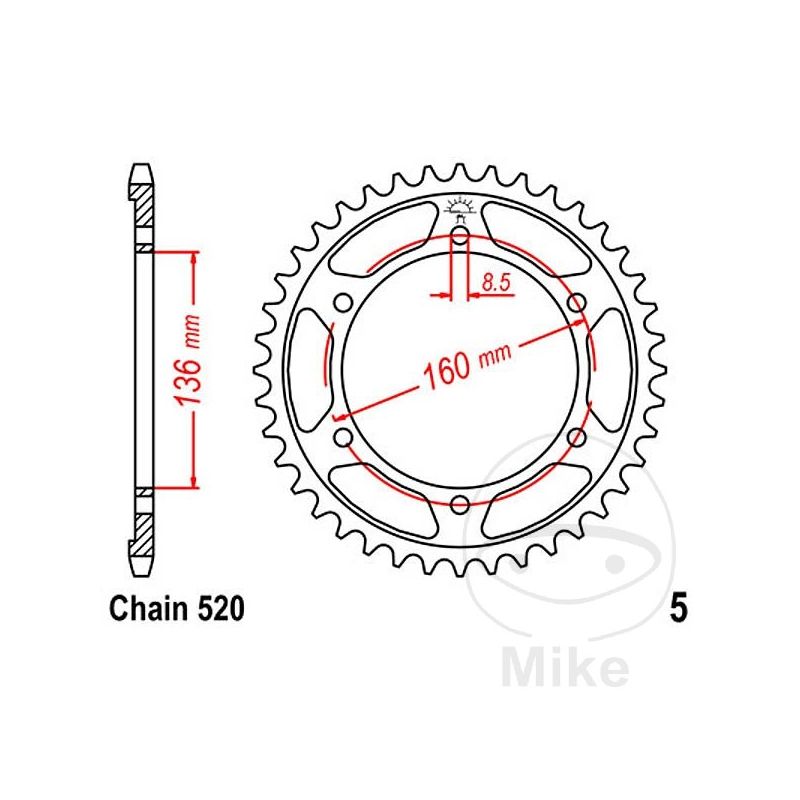Corona de Arrastre 44 Dientes Paso 520 | Motos Camaral