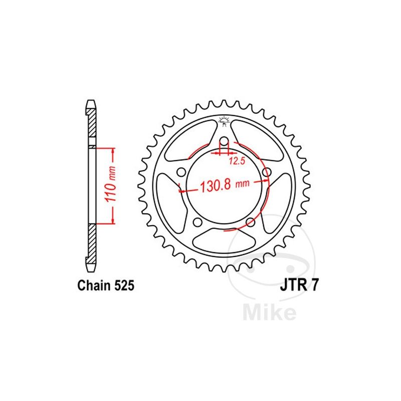 Corona 44 Dientes Paso 525 | Altn 7270744 | Motos Camaral