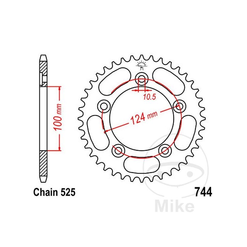 Corona Moto 38 Dientes Paso 525 | Motos Camaral