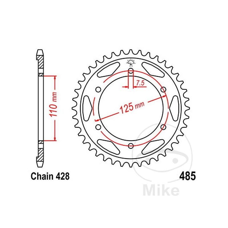 Corona 46 Dientes Paso 428 Ø110/125mm | Motos Camaral