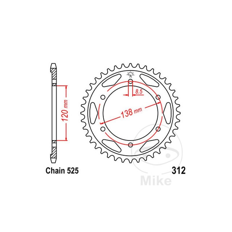 Corona 40 Dientes Paso 525 | Recambio Transmisión | Motos Camaral
