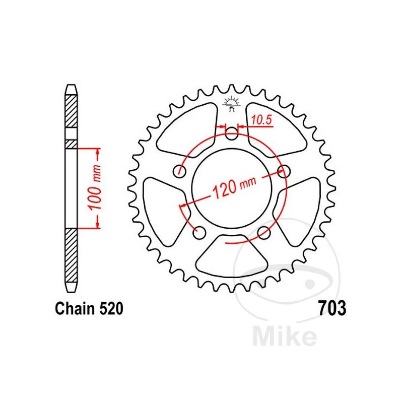 Corona 44 Dientes Paso 520 | Transmisión Moto | Motos Camaral