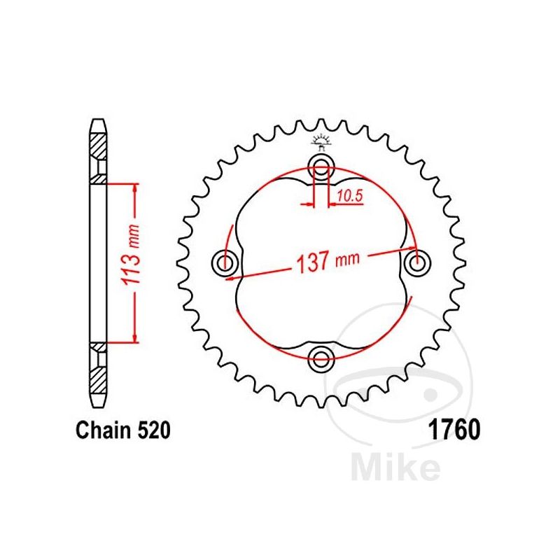 Corona 40D Paso 520 Diá. 113/137 | Transmisión | Motos Camaral