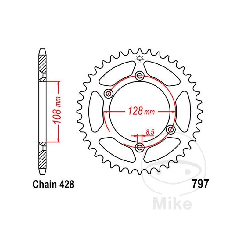Corona 57 Dientes Paso 428 | Kit Arrastre | Motos Camaral