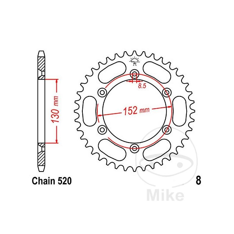 Corona 51 Dientes Paso 520 | Recambio Moto | Motos Camaral