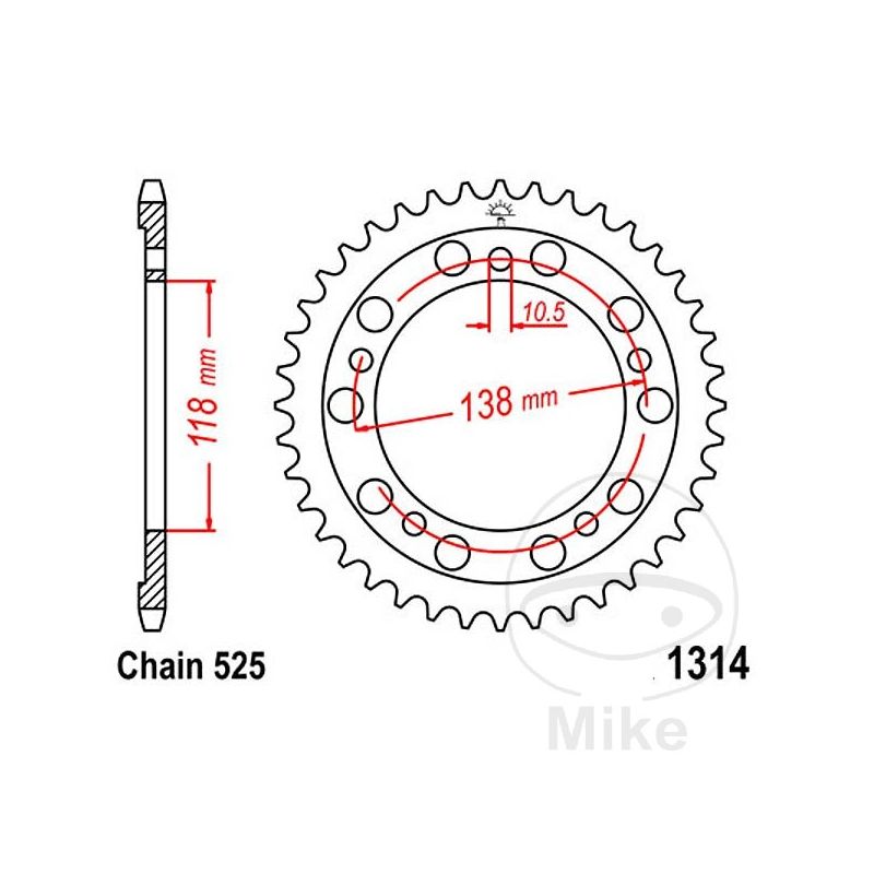 Corona 39 Dientes Paso 525 | Recambio Moto | Motos Camaral