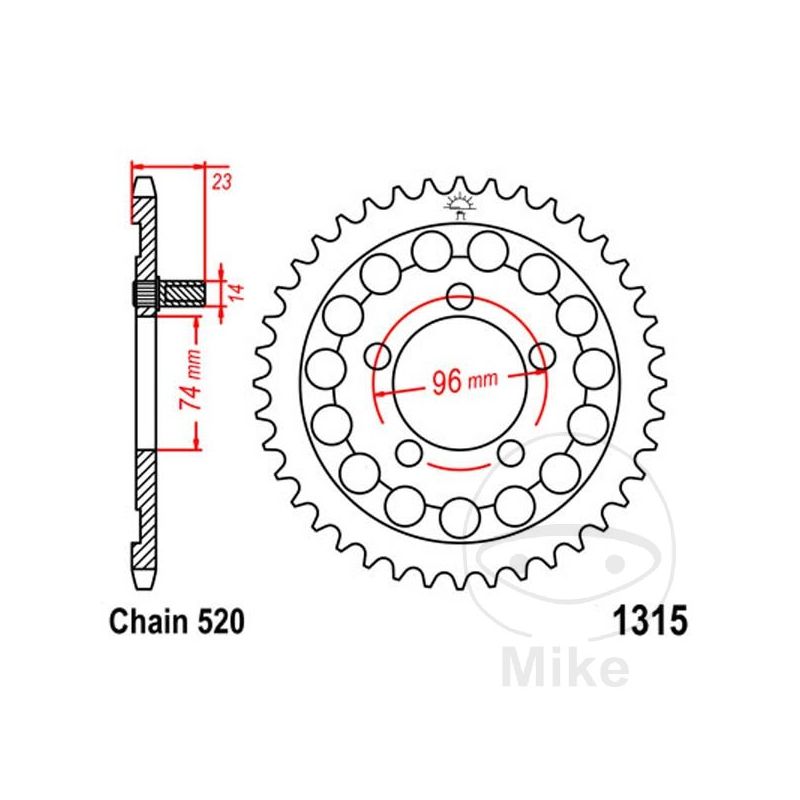 Corona 40 Dientes Paso 520 Ø74/96 | Motos Camaral