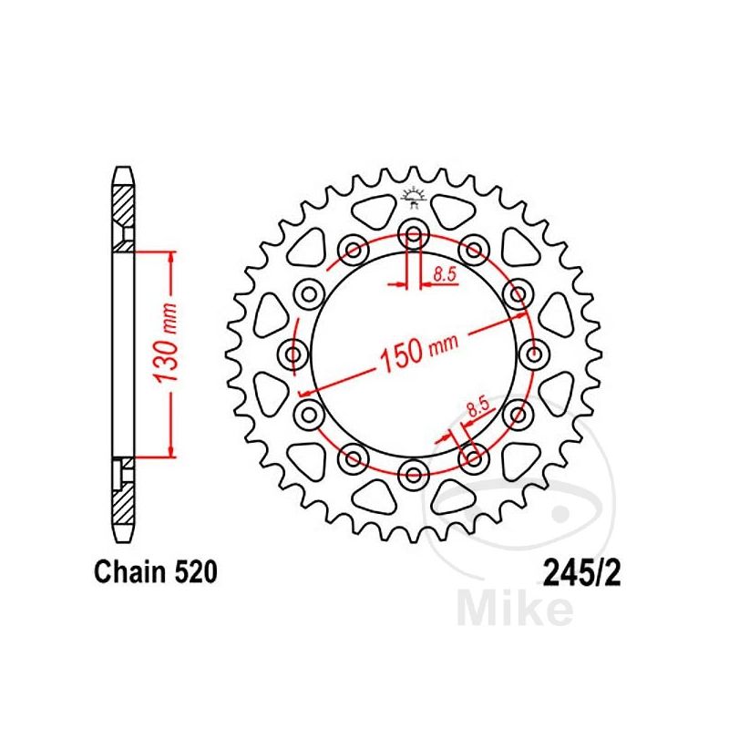 Corona 45 Dientes Paso 520 | Recambio Moto | Motos Camaral