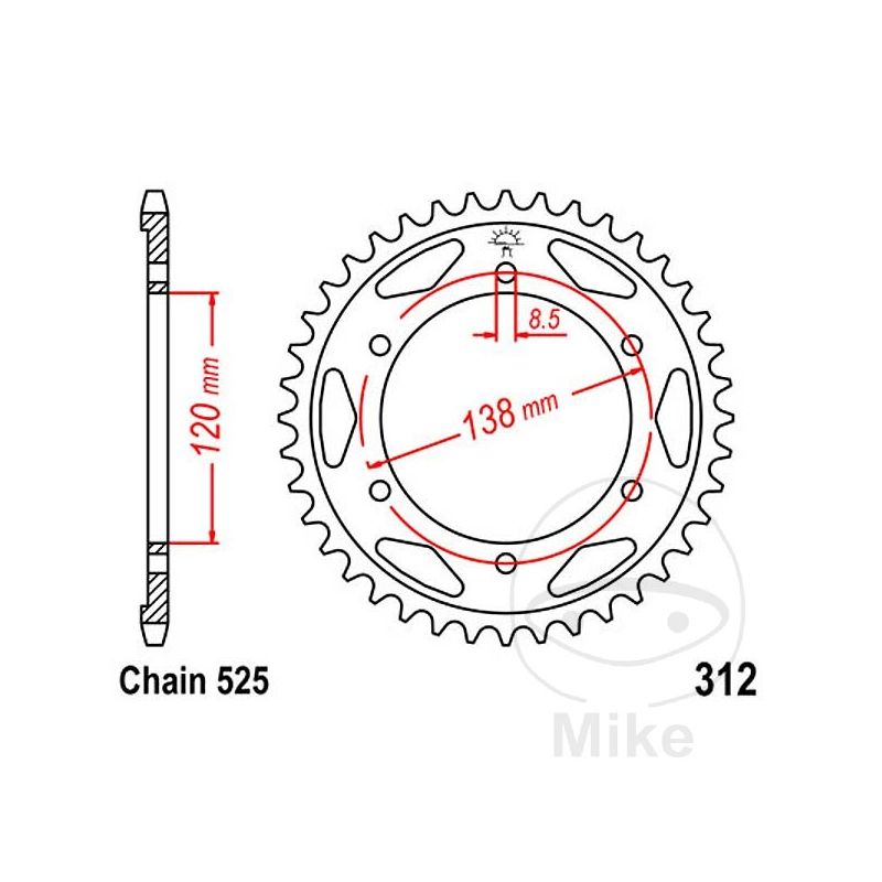 Corona de Arrastre 38 Dientes Paso 525 | Motos Camaral