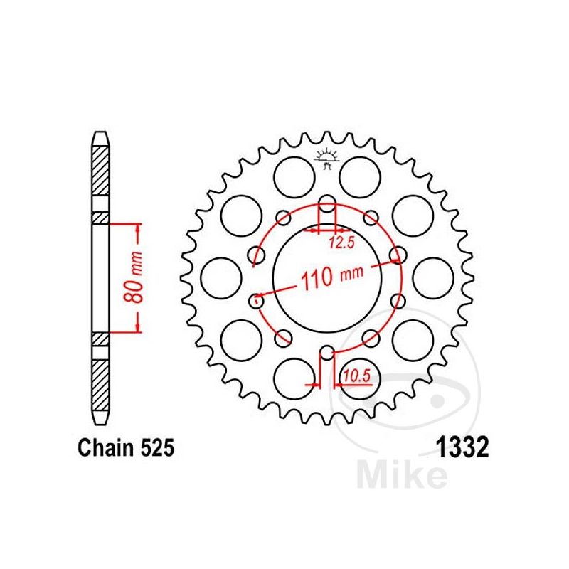 Corona 47 Dientes Paso 525 | Alternativa | Motos Camaral