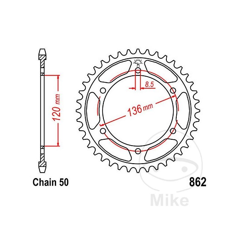 Corona 38 Dientes Paso 530 | Recambio Moto | Motos Camaral