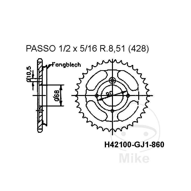 Corona M FANGBL 45 Dientes Paso 428 | Motos Camaral