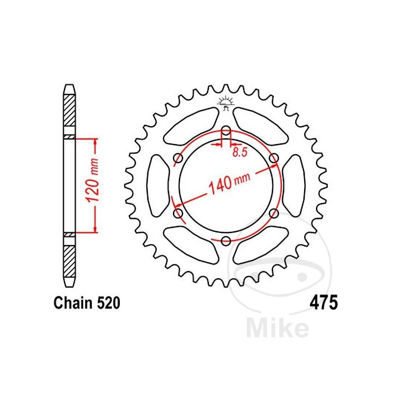 Corona 40 Dientes Paso 520 | Repuesto Moto | Motos Camaral