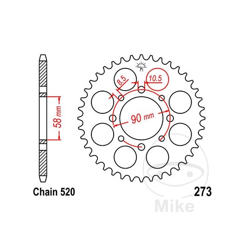 Corona 39D Paso 520 (Ø58/90) | Recambio Moto | Motos Camaral