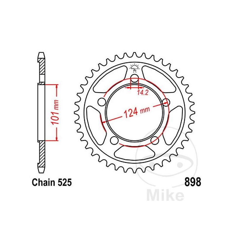 Corona 41D Paso 525 Diá. 101/124 | Repuesto Moto | Motos Camaral