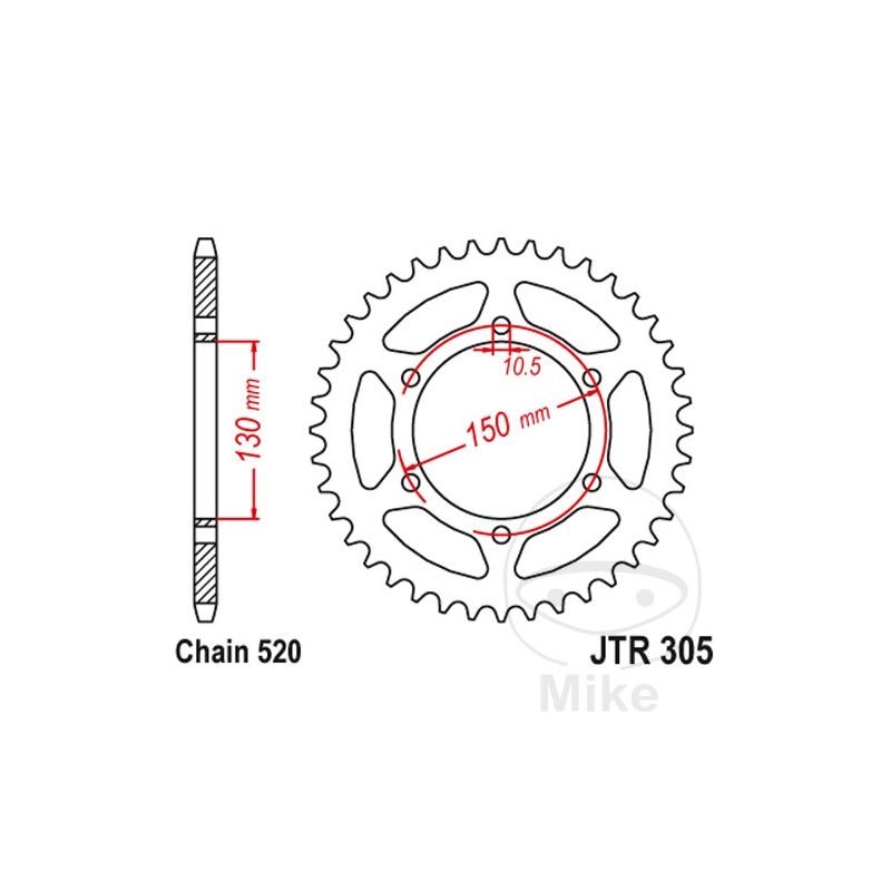 Corona 46 Dientes Paso 520 | Recambio Moto | Motos Camaral