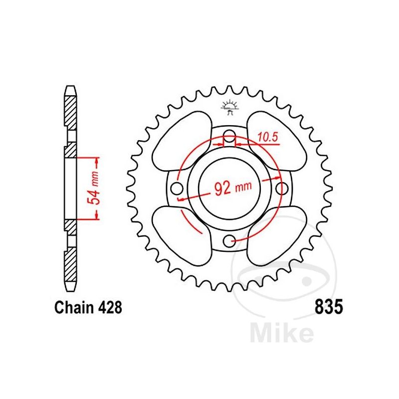 Corona 46D Paso 428 Ø54/92 | Transmisión Moto | Motos Camaral