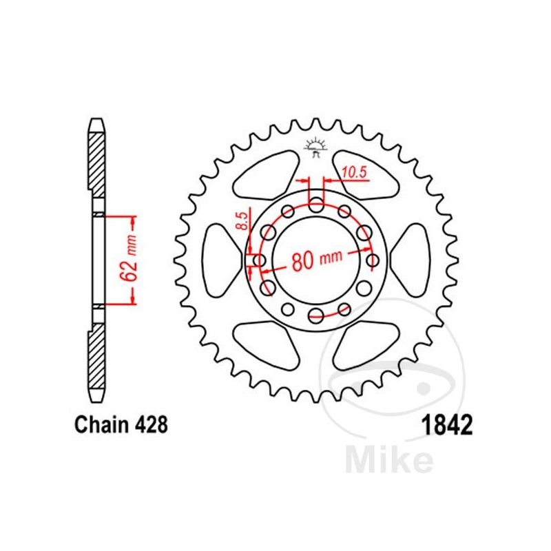 Corona 44D Paso 428 Diá. 62/80 | Repuesto Moto | Motos Camaral