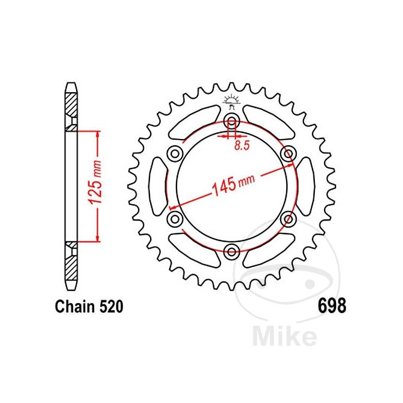 Corona 44D Paso 520 Diá. 125/145 | Kit Arrastre | Motos Camaral