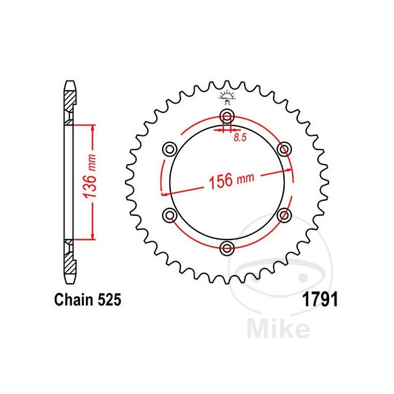 Corona 41 Dientes Paso 525 | Recambio Moto | Motos Camaral
