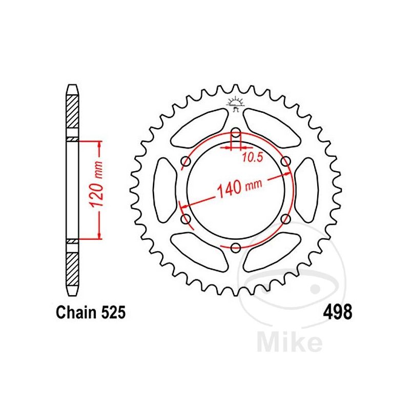 Corona 45 Dientes Paso 525 | Motos Camaral