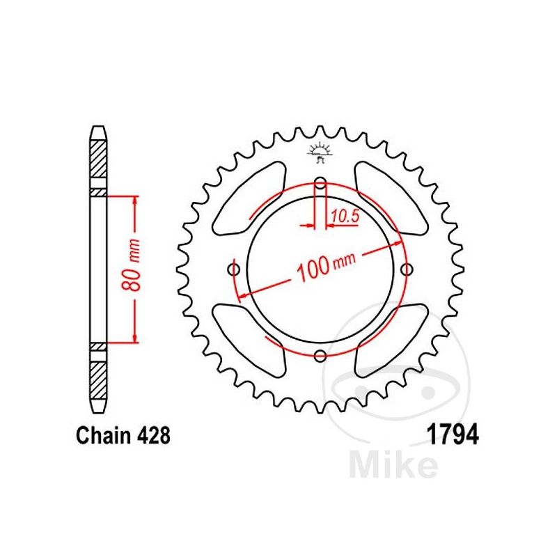 Corona 45 Dientes Paso 428 Ø80/100mm | Motos Camaral
