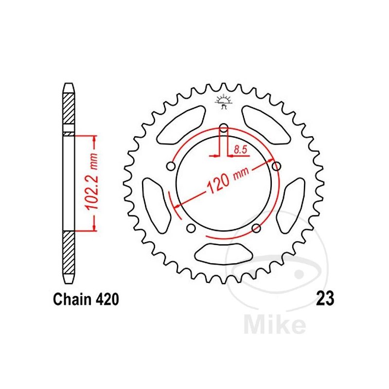 Corona 47 Dientes Paso 420 | Motos Camaral