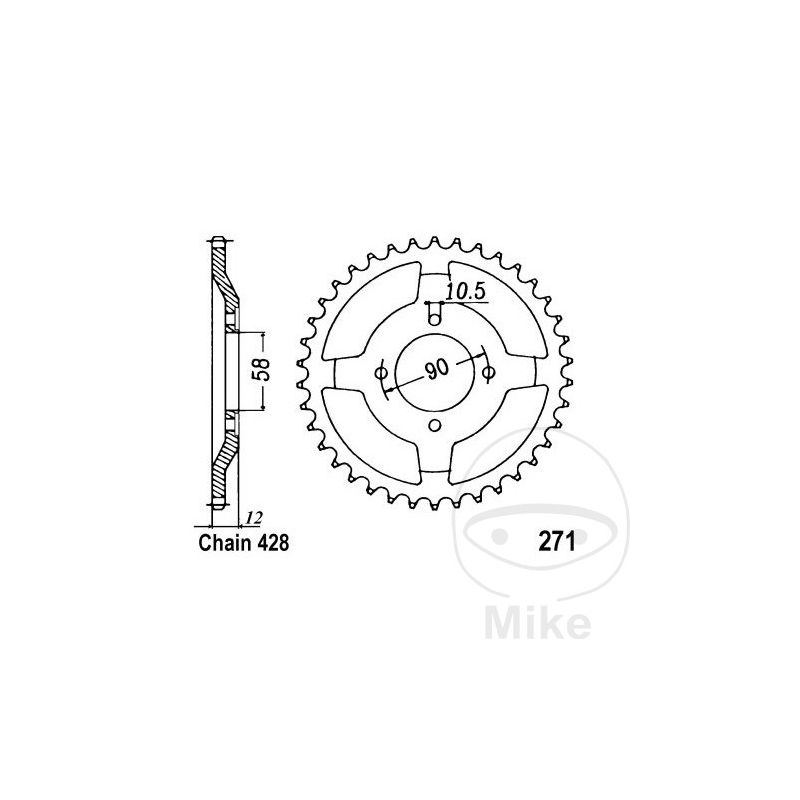 Corona 50D Paso 428 Diá. int. 58mm | Recambio Moto | Motos Camaral