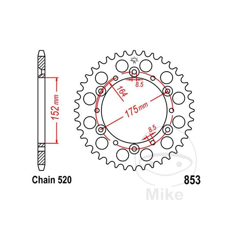 Corona 44D Paso 520 Diá. 152/175 | Recambio Moto | Motos Camaral