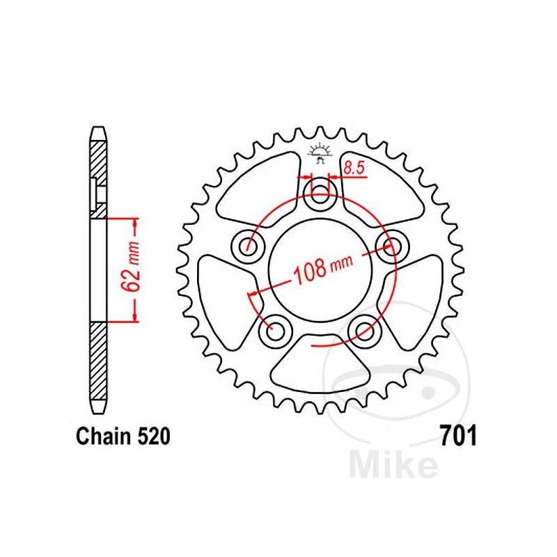 Corona 40 Dientes Paso 520 | Recambio Moto | Motos Camaral