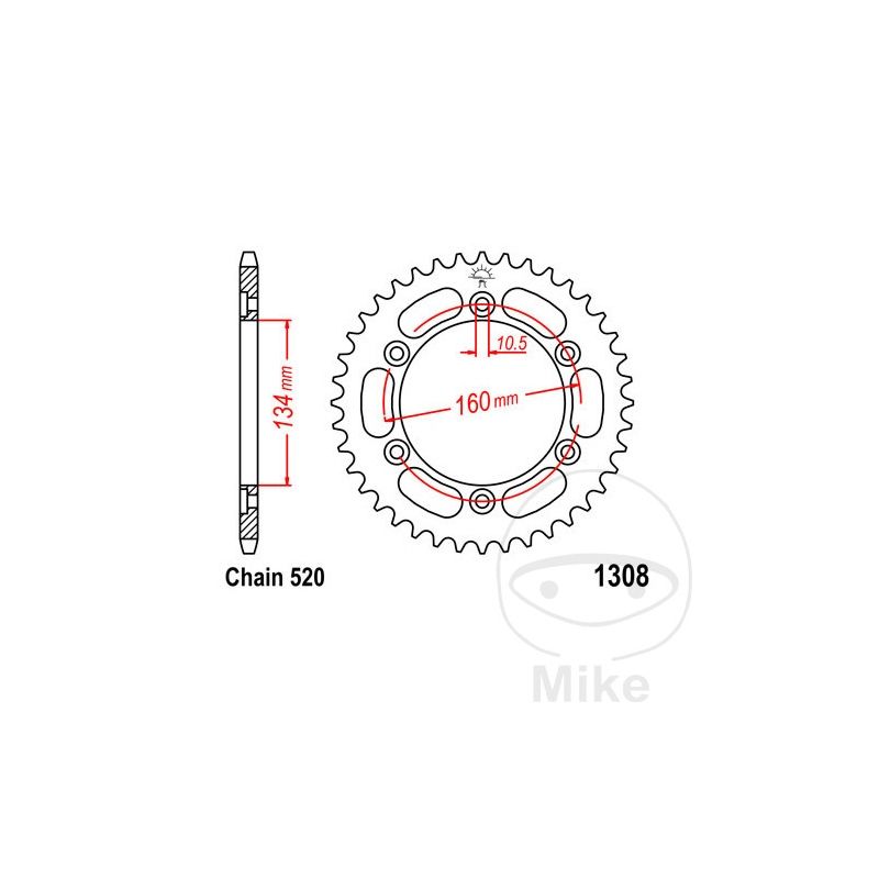 Corona 45D Paso 520 Diá. 134/160 | Recambio Moto | Motos Camaral