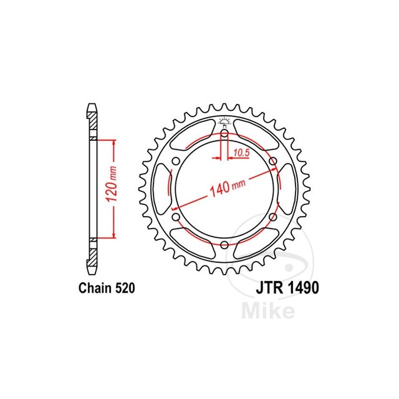 Corona Moto 45 Dientes Paso 520 Ø120/140 | Motos Camaral