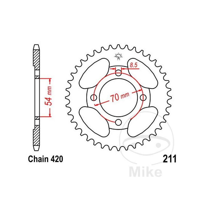 Corona 34 Dientes Paso 420 Diá. 54mm | Recambio | Motos Camaral