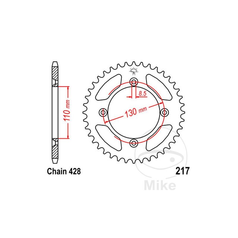 Corona 55 Dientes Paso 428 Plata | Motos Camaral